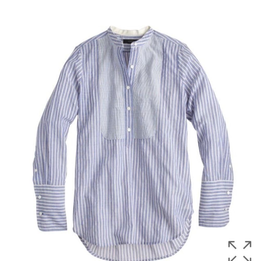 J.CREW Bib popover shirt in crinkle stripe Blue
